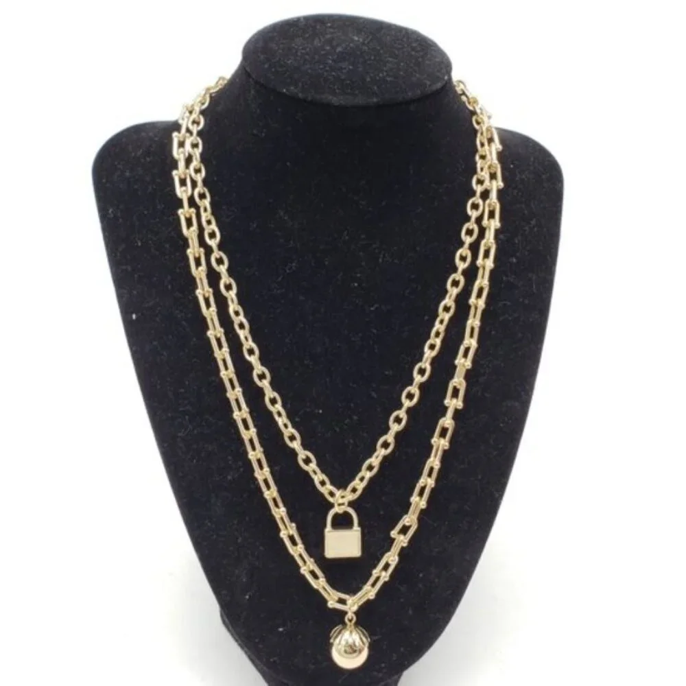 Authentic Louis Vuitton Lock & Key W/ Unbranded Stainless Steel Gold DoubleChain - Picture 4 of 13